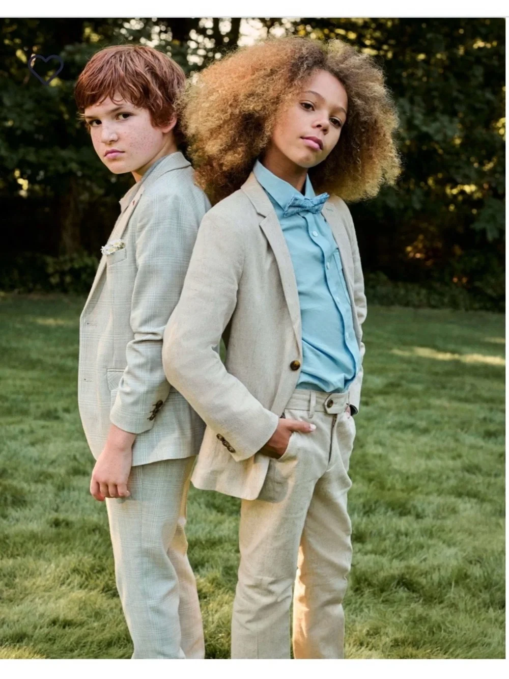 Kids Linen Sand Stretchy Mod Suit - Blazer and Trousers Set - Classic Neutral